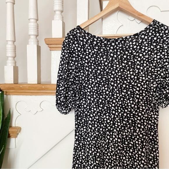 Nasty Gal Black White Jersey Abstract Spot Short Sleeve Jumpsuit Size 10 - Picture 9 of 9